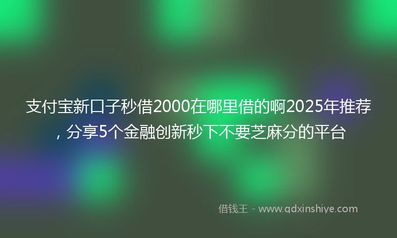 支付宝新口子秒借2000在哪里借的啊2025年推荐，分享5个金融创新秒下不要芝麻分的平台