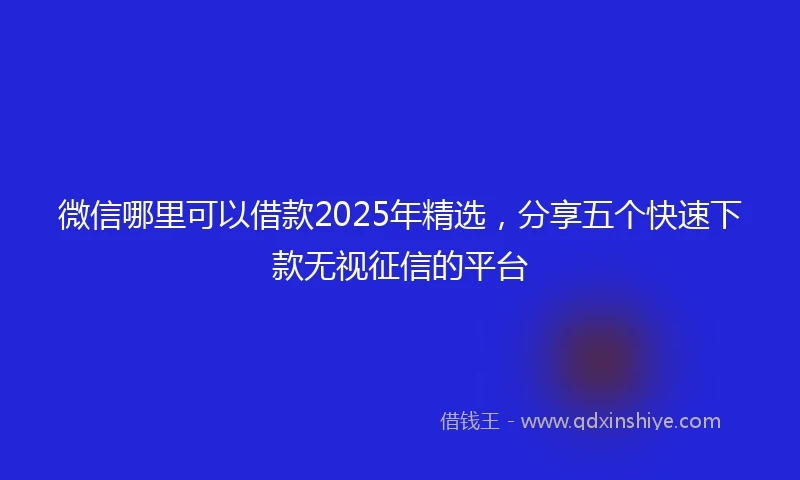微信哪里可以借款2025年精选，分享五个快速下款无视征信的平台
