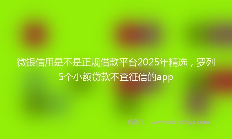 微银信用是不是正规借款平台2025年精选，罗列5个小额贷款不查征信的app