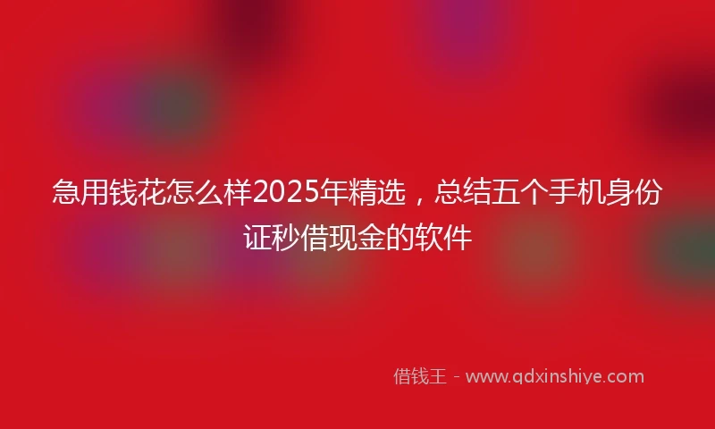 急用钱花怎么样2025年精选，总结五个手机身份证秒借现金的软件