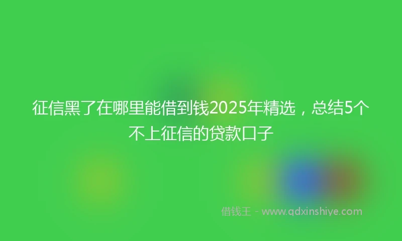 征信黑了在哪里能借到钱2025年精选，总结5个不上征信的贷款口子