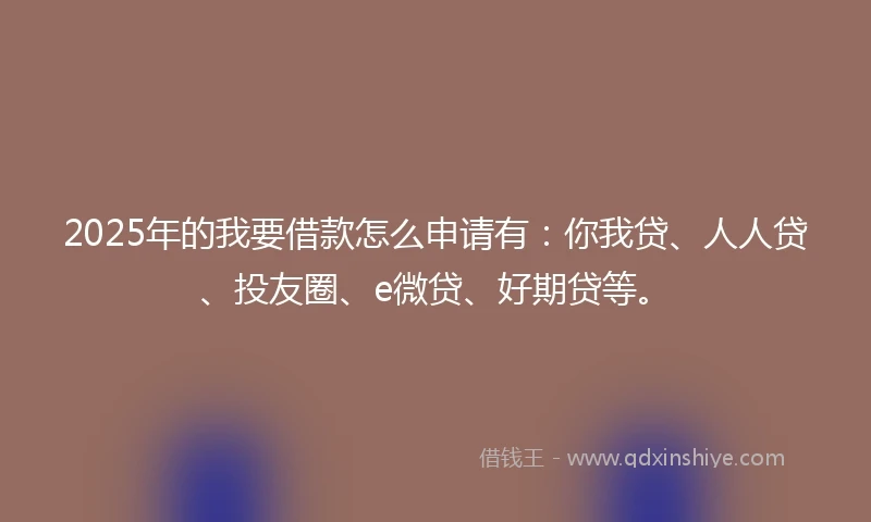 2025年的我要借款怎么申请有：你我贷、人人贷、投友圈、e微贷、好期贷等。