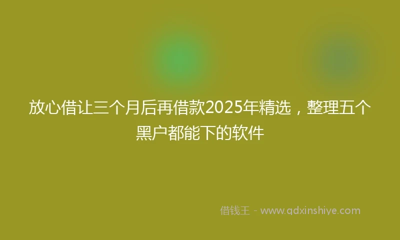 放心借让三个月后再借款2025年精选，整理五个黑户都能下的软件
