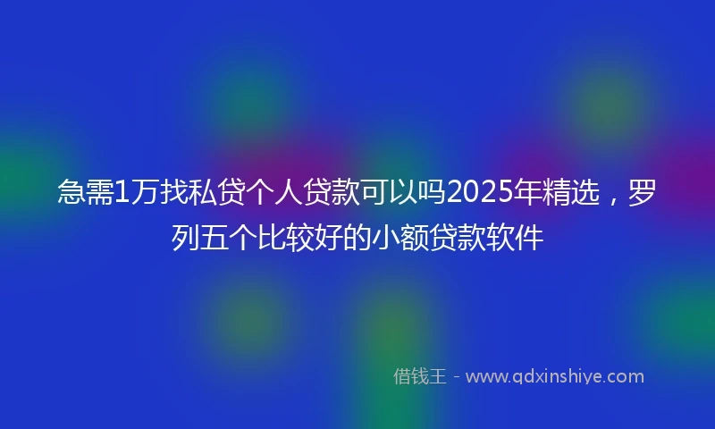 急需1万找私贷个人贷款可以吗2025年精选,罗列五个比较好的小额贷款软件