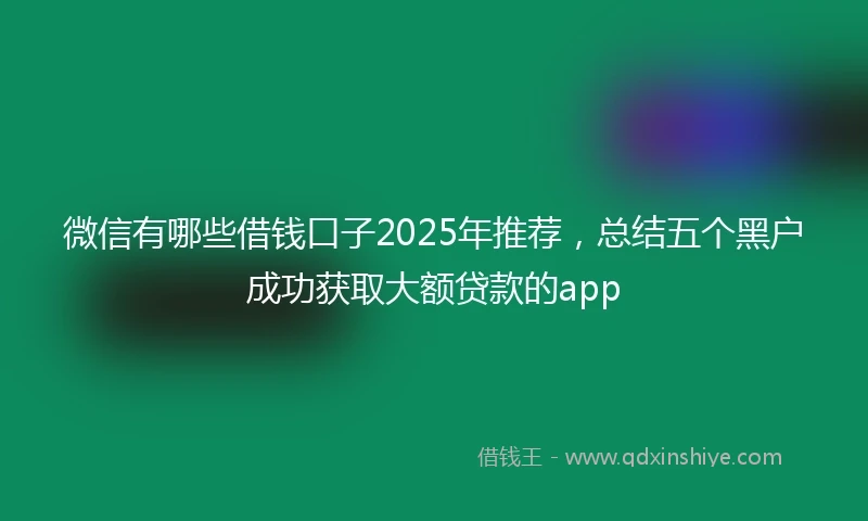 微信有哪些借钱口子2025年推荐，总结五个黑户成功获取大额贷款的app