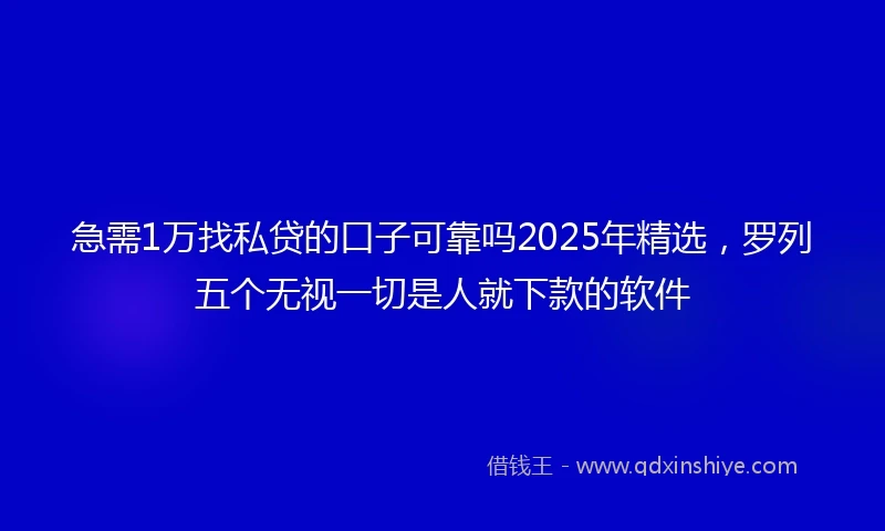 急需1万找私贷的口子可靠吗2025年精选，罗列五个无视一切是人就下款的软件
