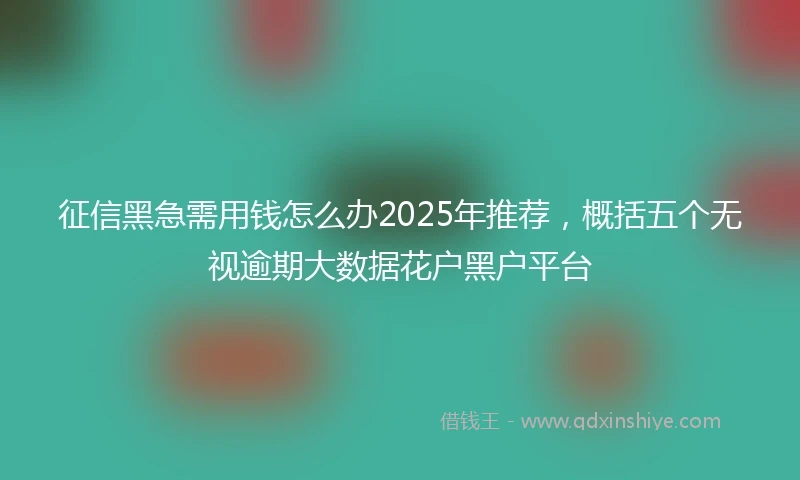 征信黑急需用钱怎么办2025年推荐，概括五个无视逾期大数据花户黑户平台