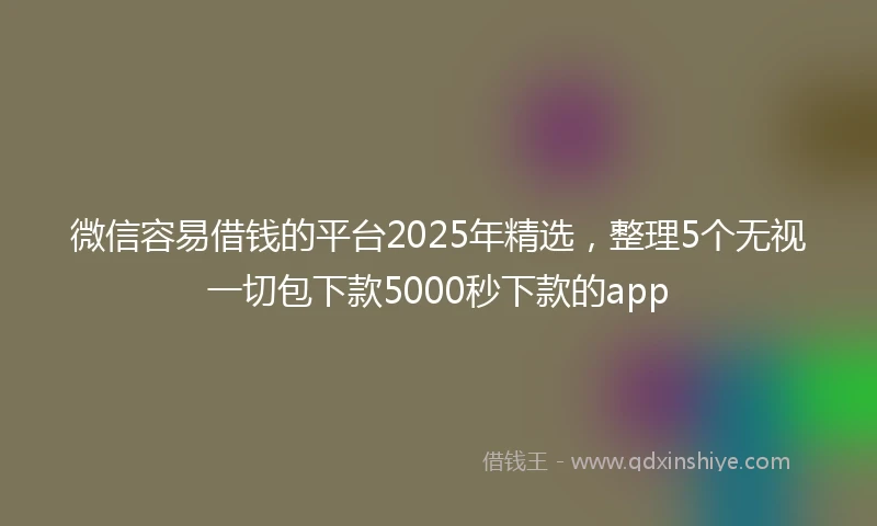 微信容易借钱的平台2025年精选，整理5个无视一切包下款5000秒下款的app