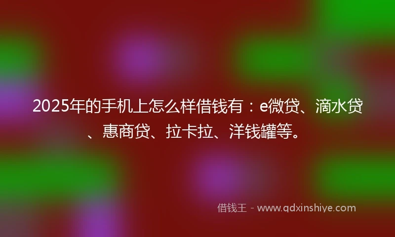 2025年的手机上怎么样借钱有：e微贷、滴水贷、惠商贷、拉卡拉、洋钱罐等。