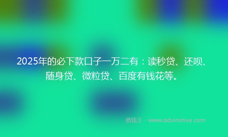 2025年的必下款口子一万二有：读秒贷、还呗、随身贷、微粒贷、百度有钱花等。