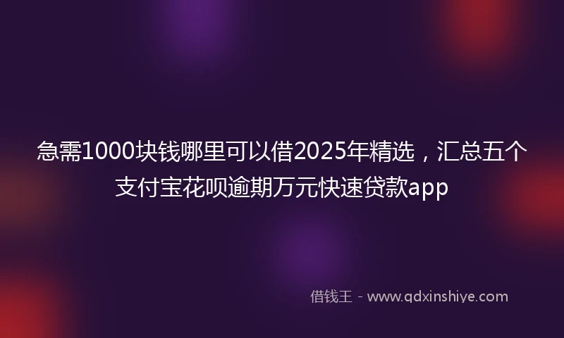急需1000块钱哪里可以借2025年精选，汇总五个支付宝花呗逾期万元快速贷款app