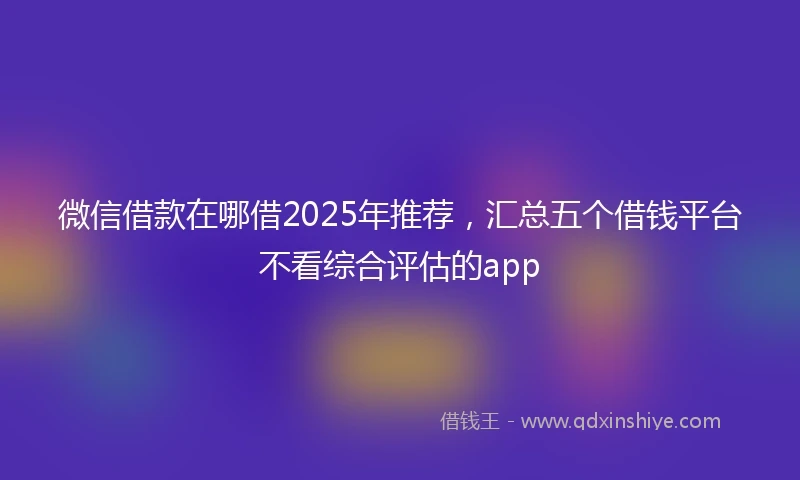 微信借款在哪借2025年推荐，汇总五个借钱平台不看综合评估的app