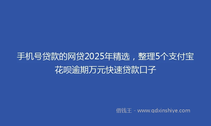 手机号贷款的网贷2025年精选，整理5个支付宝花呗逾期万元快速贷款口子