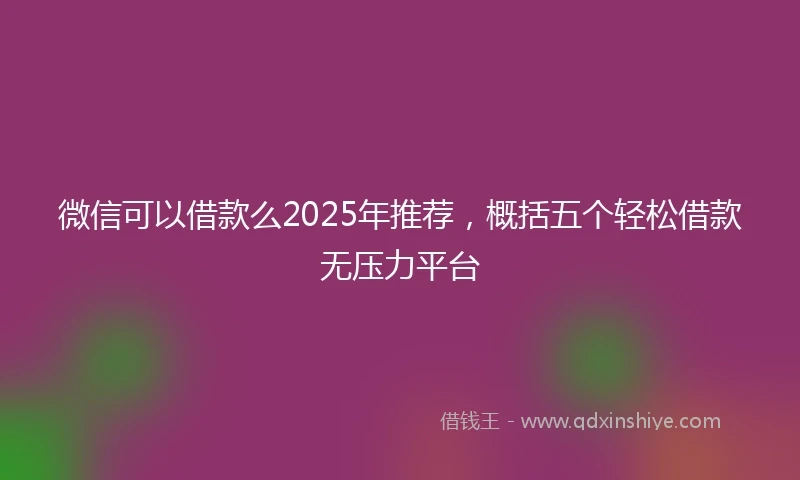 微信可以借款么2025年推荐，概括五个轻松借款无压力平台