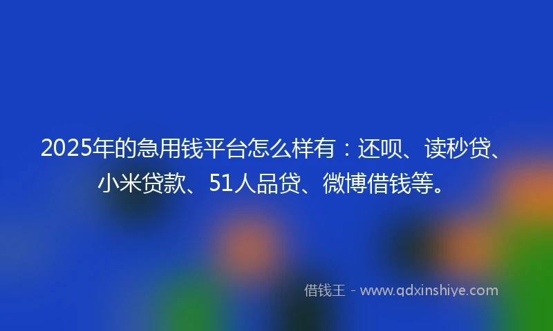 2025年的急用钱平台怎么样有：还呗、读秒贷、小米贷款、51人品贷、微博借钱等。