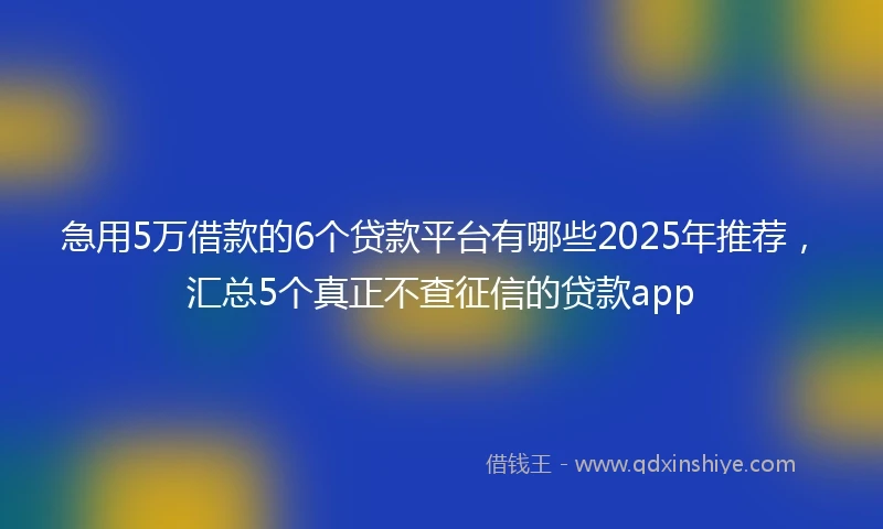 急用5万借款的6个贷款平台有哪些2025年推荐，汇总5个真正不查征信的贷款app