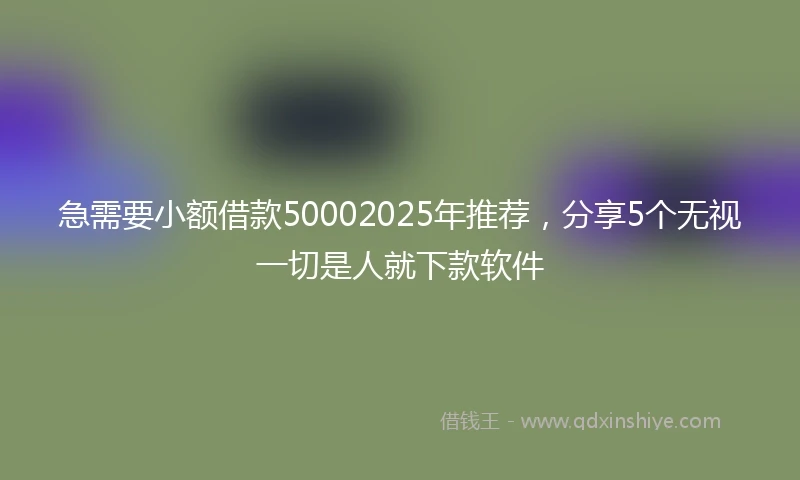 急需要小额借款50002025年推荐，分享5个无视一切是人就下款软件