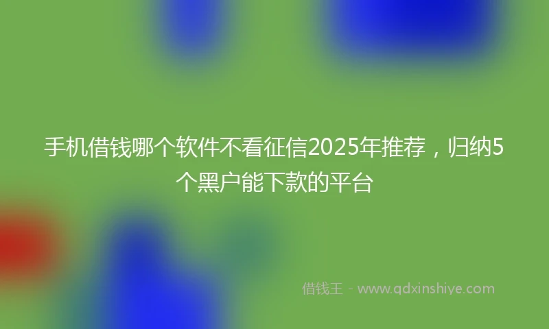 手机借钱哪个软件不看征信2025年推荐，归纳5个黑户能下款的平台
