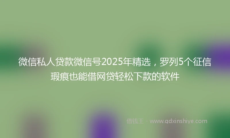 微信私人贷款微信号2025年精选，罗列5个征信瑕疵也能借网贷轻松下款的软件