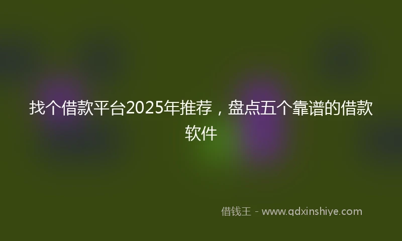 找个借款平台2025年推荐，盘点五个靠谱的借款软件