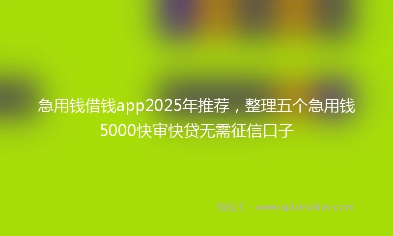 急用钱借钱app2025年推荐，整理五个急用钱5000快审快贷无需征信口子