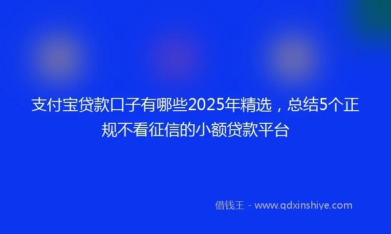 支付宝贷款口子有哪些2025年精选，总结5个正规不看征信的小额贷款平台