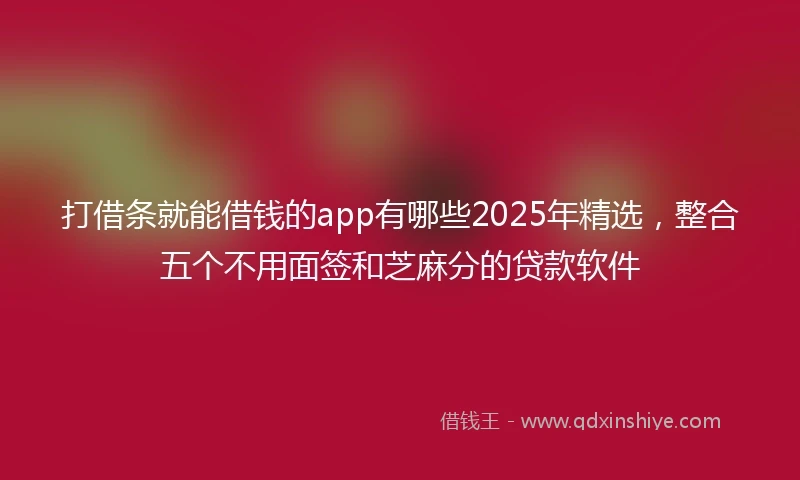 打借条就能借钱的app有哪些2025年精选，整合五个不用面签和芝麻分的贷款软件
