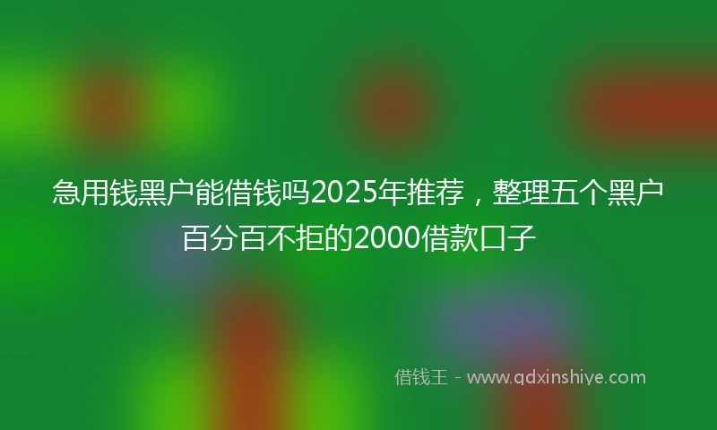 急用钱黑户能借钱吗2025年推荐，整理五个黑户百分百不拒的2000借款口子