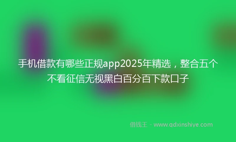 手机借款有哪些正规app2025年精选，整合五个不看征信无视黑白百分百下款口子