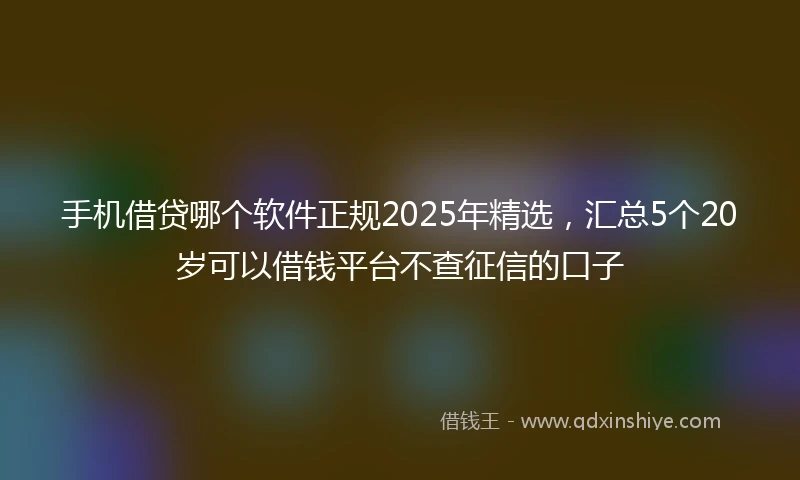 手机借贷哪个软件正规2025年精选，汇总5个20岁可以借钱平台不查征信的口子