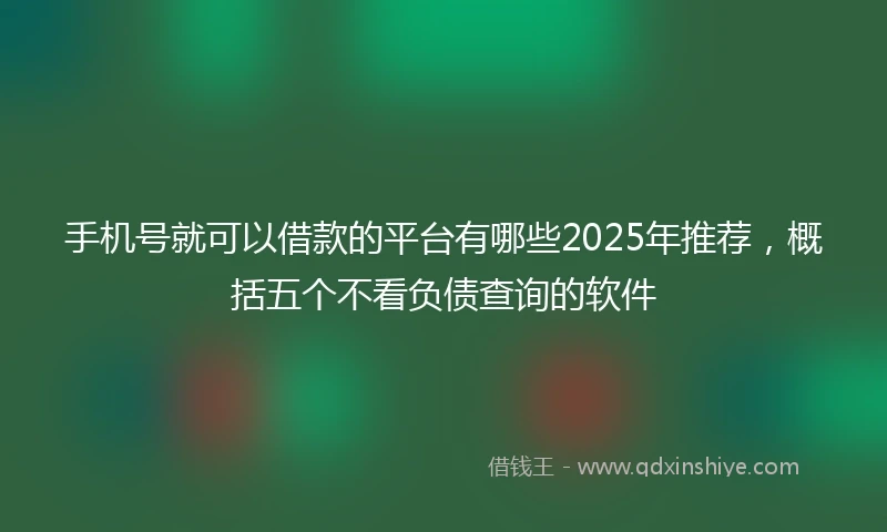 手机号就可以借款的平台有哪些2025年推荐，概括五个不看负债查询的软件