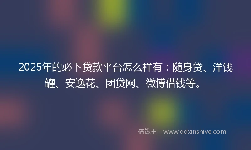 2025年的必下贷款平台怎么样有：随身贷、洋钱罐、安逸花、团贷网、微博借钱等。