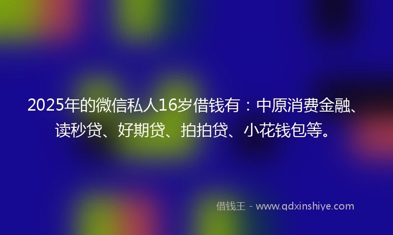 2025年的微信私人16岁借钱有：中原消费金融、读秒贷、好期贷、拍拍贷、小花钱包等。