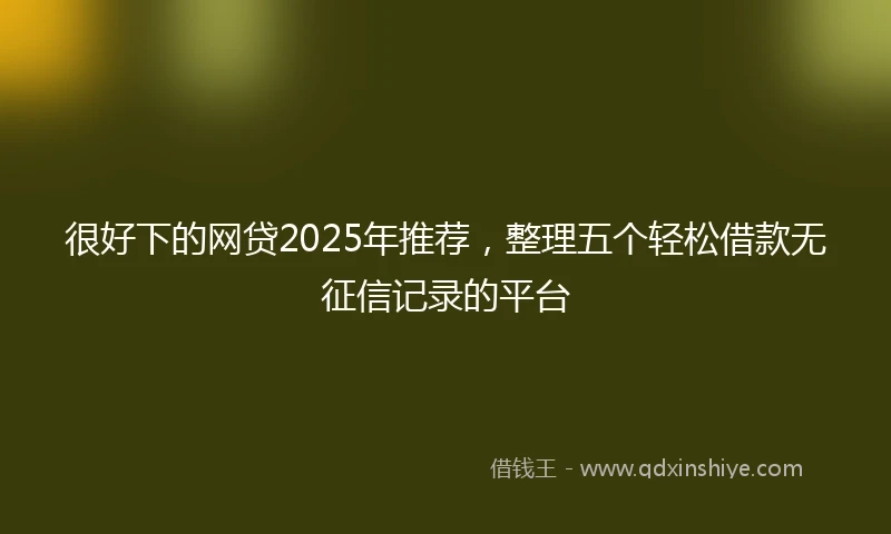 很好下的网贷2025年推荐，整理五个轻松借款无征信记录的平台