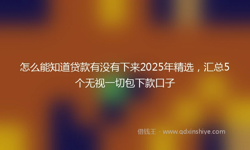 怎么能知道贷款有没有下来2025年精选，汇总5个无视一切包下款口子