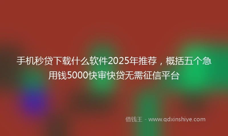 手机秒贷下载什么软件2025年推荐，概括五个急用钱5000快审快贷无需征信平台