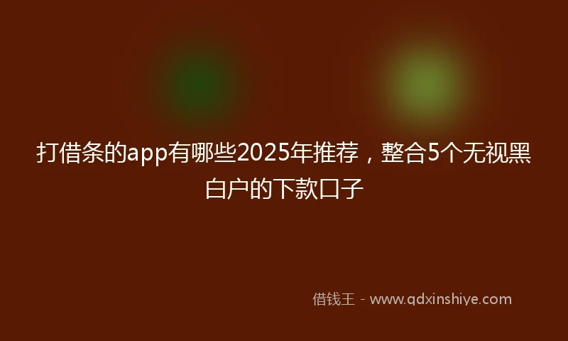 打借条的app有哪些2025年推荐，整合5个无视黑白户的下款口子