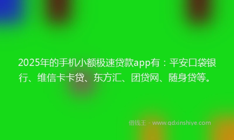 2025年的手机小额极速贷款app有：平安口袋银行、维信卡卡贷、东方汇、团贷网、随身贷等。