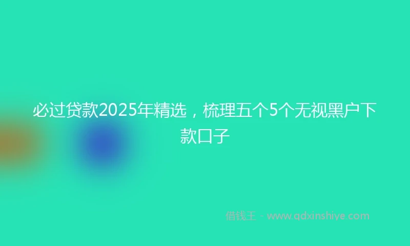 必过贷款2025年精选，梳理五个5个无视黑户下款口子