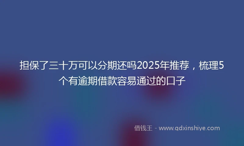 担保了三十万可以分期还吗2025年推荐，梳理5个有逾期借款容易通过的口子