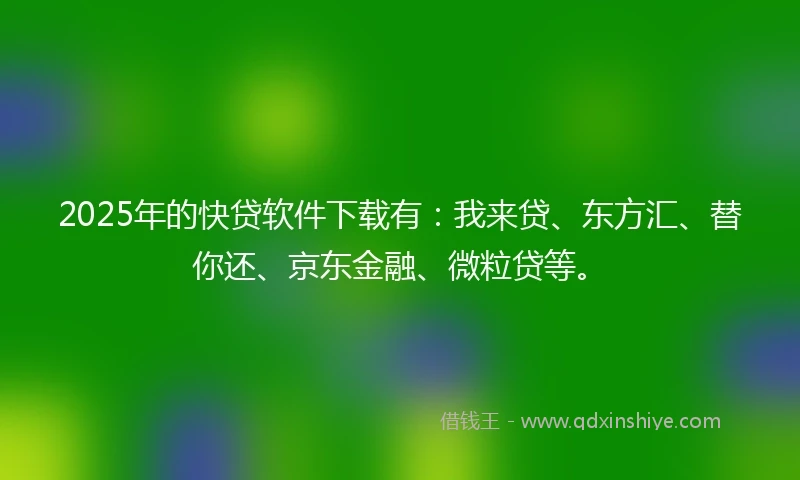 2025年的快贷软件下载有：我来贷、东方汇、替你还、京东金融、微粒贷等。