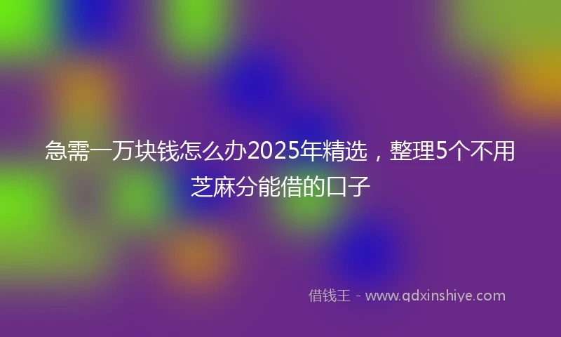 急需一万块钱怎么办2025年精选，整理5个不用芝麻分能借的口子