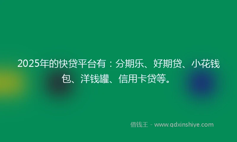 2025年的快贷平台有：分期乐、好期贷、小花钱包、洋钱罐、信用卡贷等。