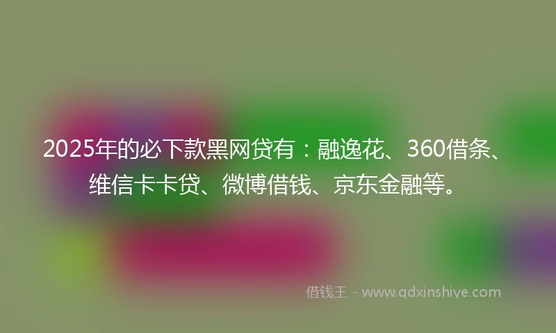 2025年的必下款黑网贷有：融逸花、360借条、维信卡卡贷、微博借钱、京东金融等。