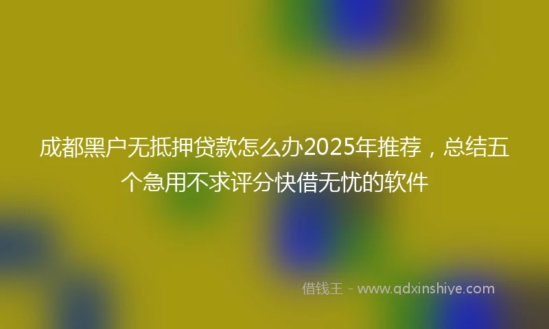 成都黑户无抵押贷款怎么办2025年推荐，总结五个急用不求评分快借无忧的软件