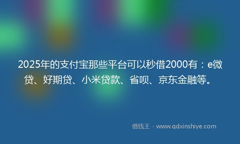 2025年的支付宝那些平台可以秒借2000有：e微贷、好期贷、小米贷款、省呗、京东金融等。