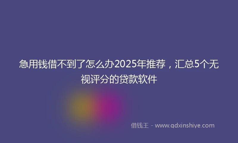 急用钱借不到了怎么办2025年推荐，汇总5个无视评分的贷款软件