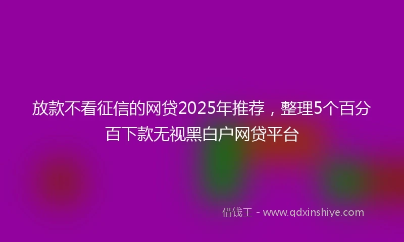 放款不看征信的网贷2025年推荐，整理5个百分百下款无视黑白户网贷平台