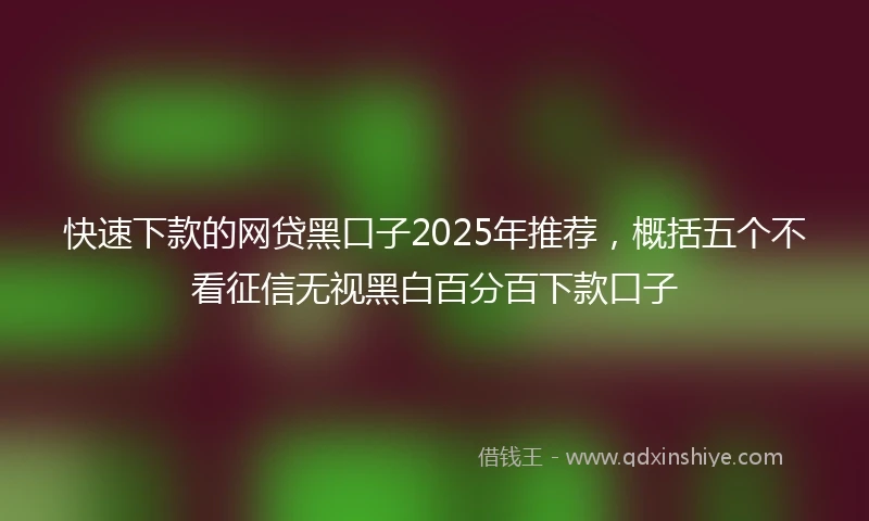 快速下款的网贷黑口子2025年推荐，概括五个不看征信无视黑白百分百下款口子