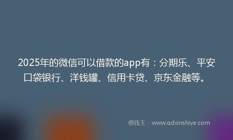 2025年的微信可以借款的app有：分期乐、平安口袋银行、洋钱罐、信用卡贷、京东金融等。